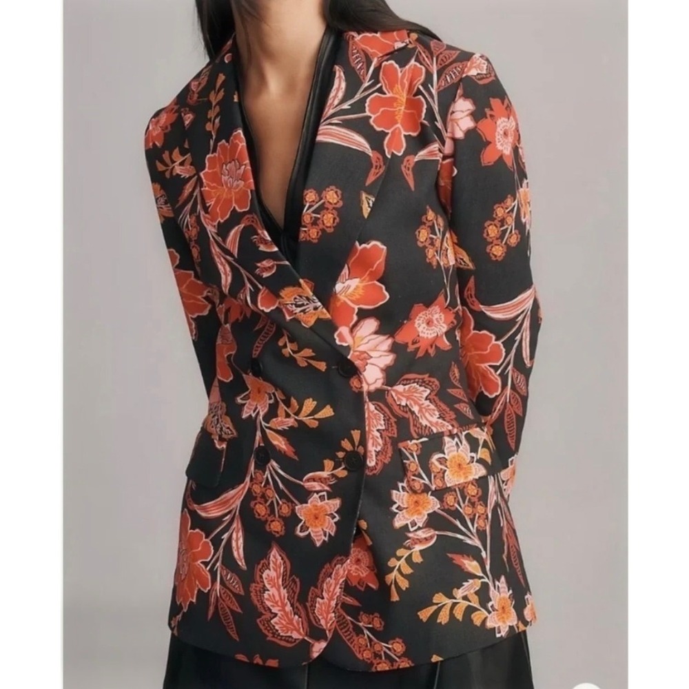 Dolan Left Coast Collection Anthropologie Floral Double Breasted Blazer Size XS